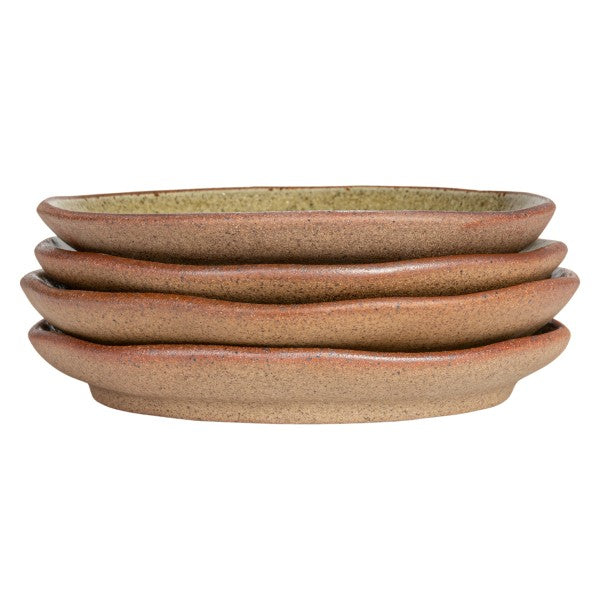 Small Stoneware Plate Set with Insect & Bird Designs (Set of 4)